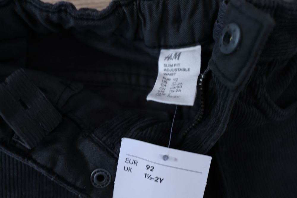 Nowe spodnie z bawełnianego sztruksu H&M rozmiar 92