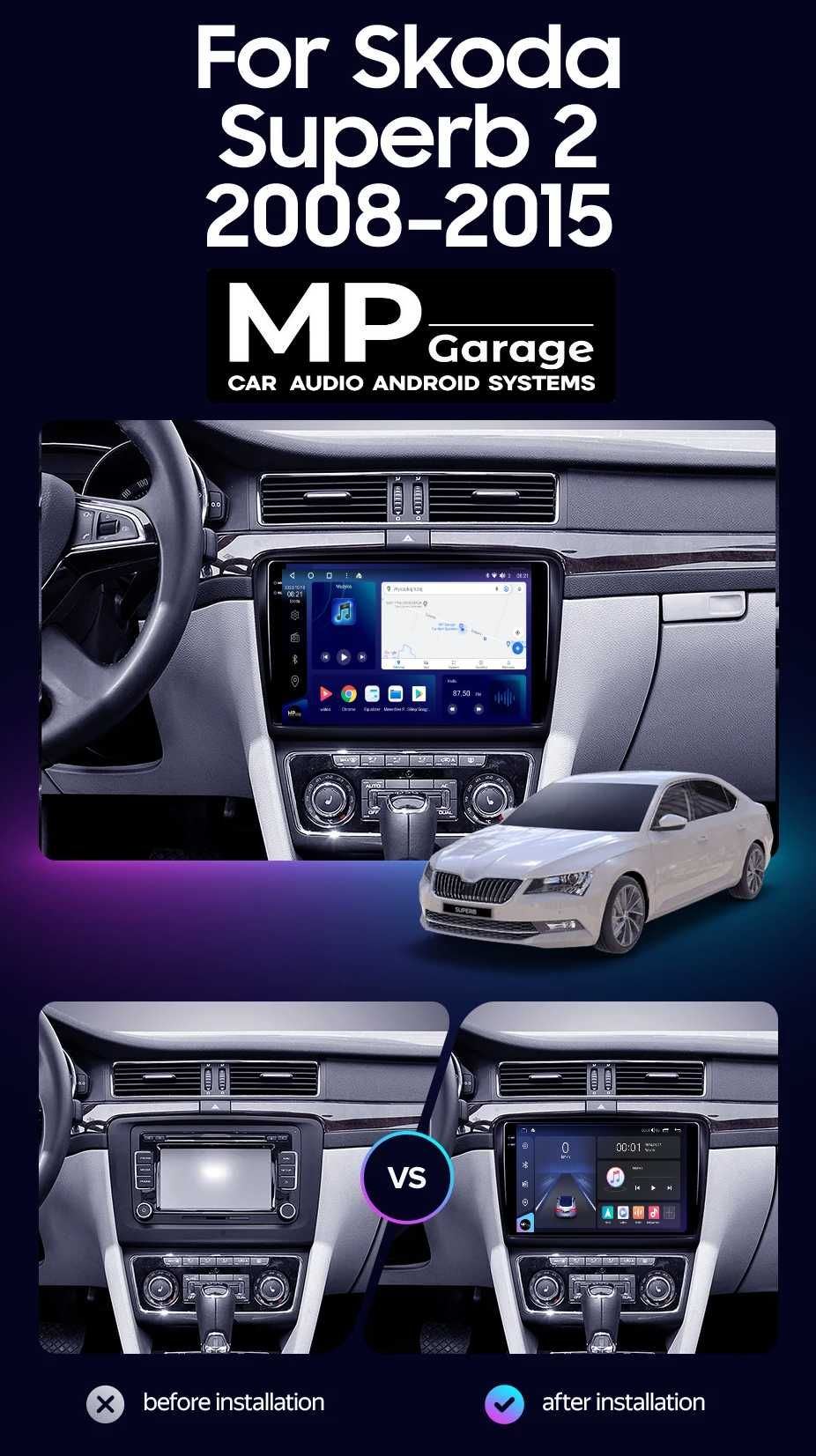 Nawigacja Skoda Superb II Android CarPlay/AA Qled LTE Montaż Gwarancja