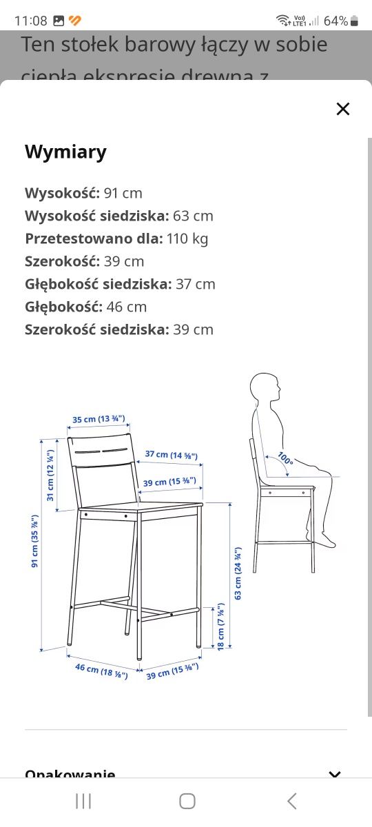 Stołek barowy Ikea