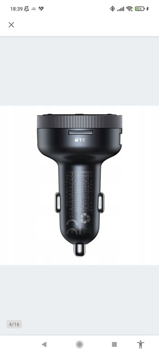 BASEUS Ładowarka Transmiter FM Bluetooth 5.0 QC3
