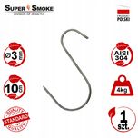 Hak Wędzarniczy typu "S" do mięs wędlin 3mm 10cm Standard