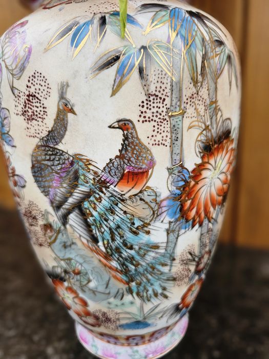 Wazon malowany kwiaty pawie 32 cm #1143 Stylowy Węgrów