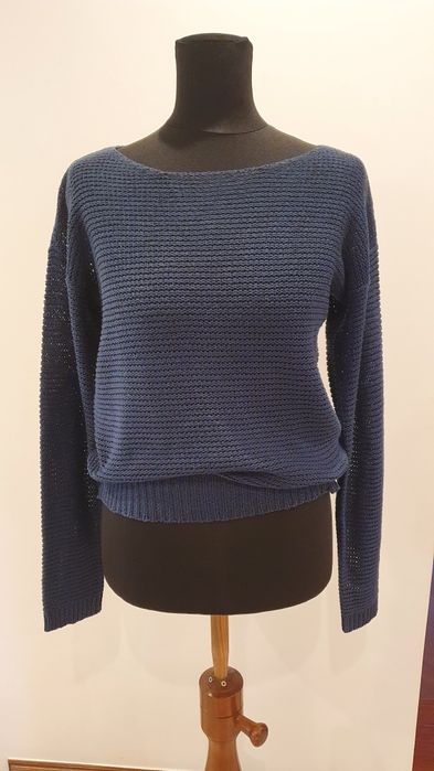 Sweter Basic granat rozm.S ażurkowy