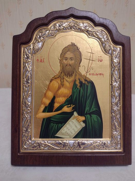 Греческие иконы  Иоанна Крестителя и Василия Великого