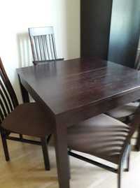 Stół drewniany rozkładany duży 90x130x170x210 wenge. Krzesła gratis!