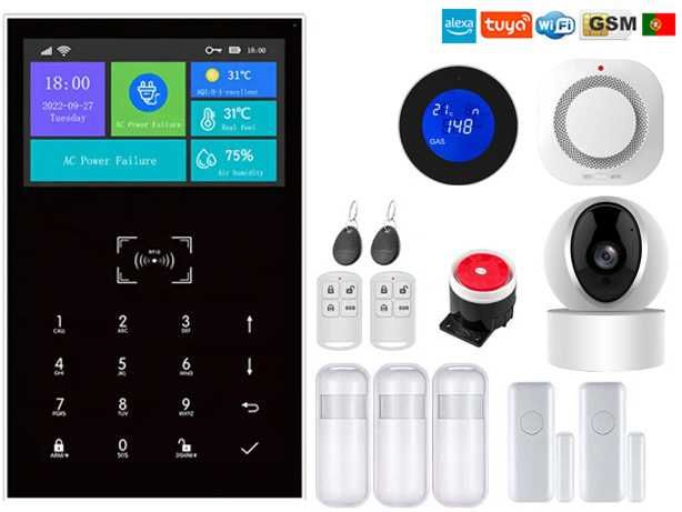 Alarme Tuya Casa GSM/WiFi Sem Fios Câmara Android/iOS PT (NOVO)