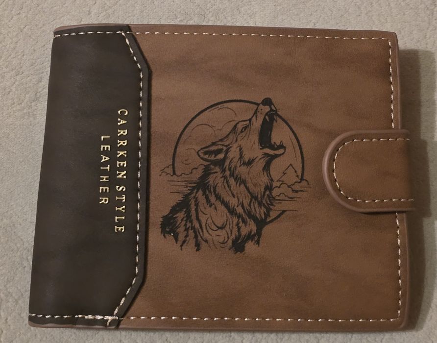 Portfel skórzany myśliwski WILK Canis Lupus. Prezent dla myśliwego.