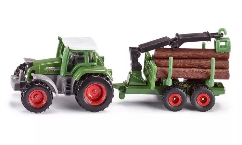 Traktor z leśną przyczepą, zielony. Siku