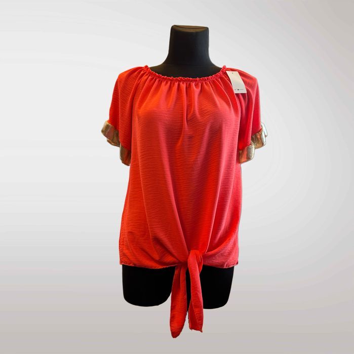 Bluzka ze Złotem Wiązana Czerwony