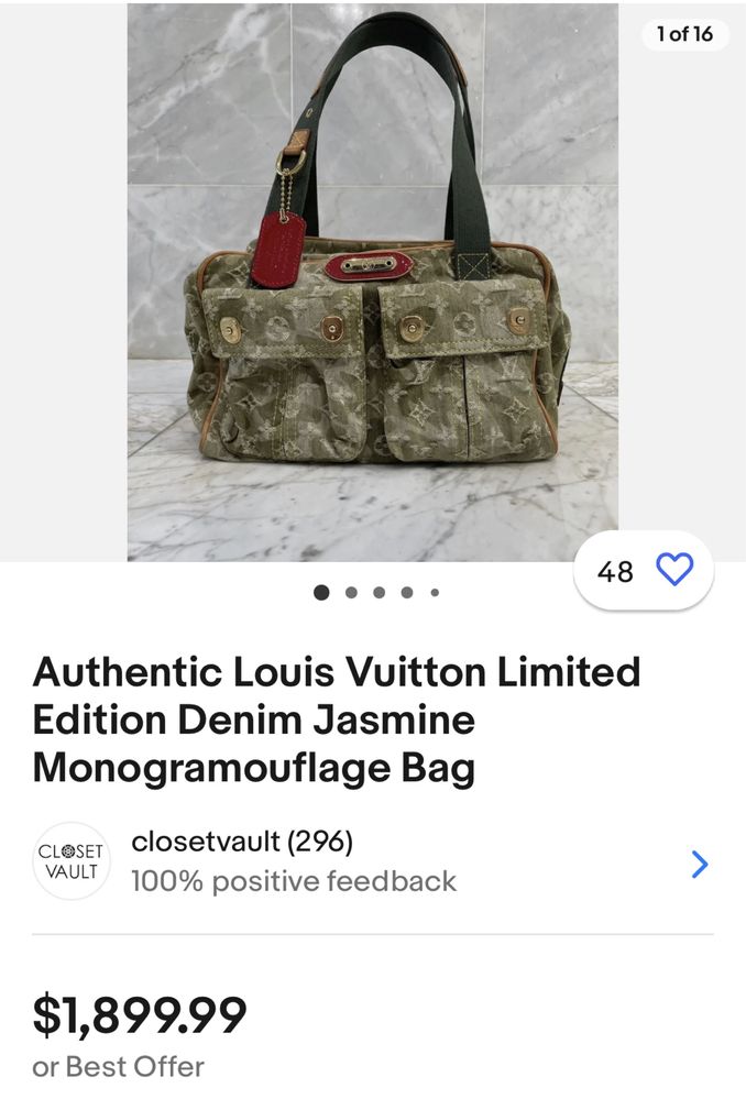 Louis Vuitton Jasmine Handbag Monogramouflage Denim