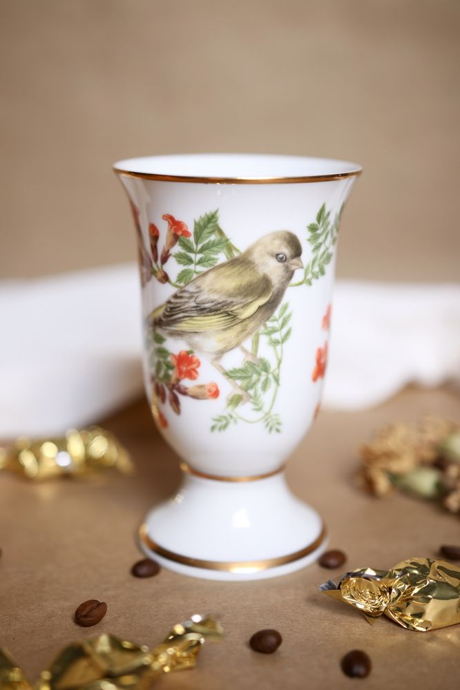 Czarka szklanka wazonik Franklin porcelana ptaki