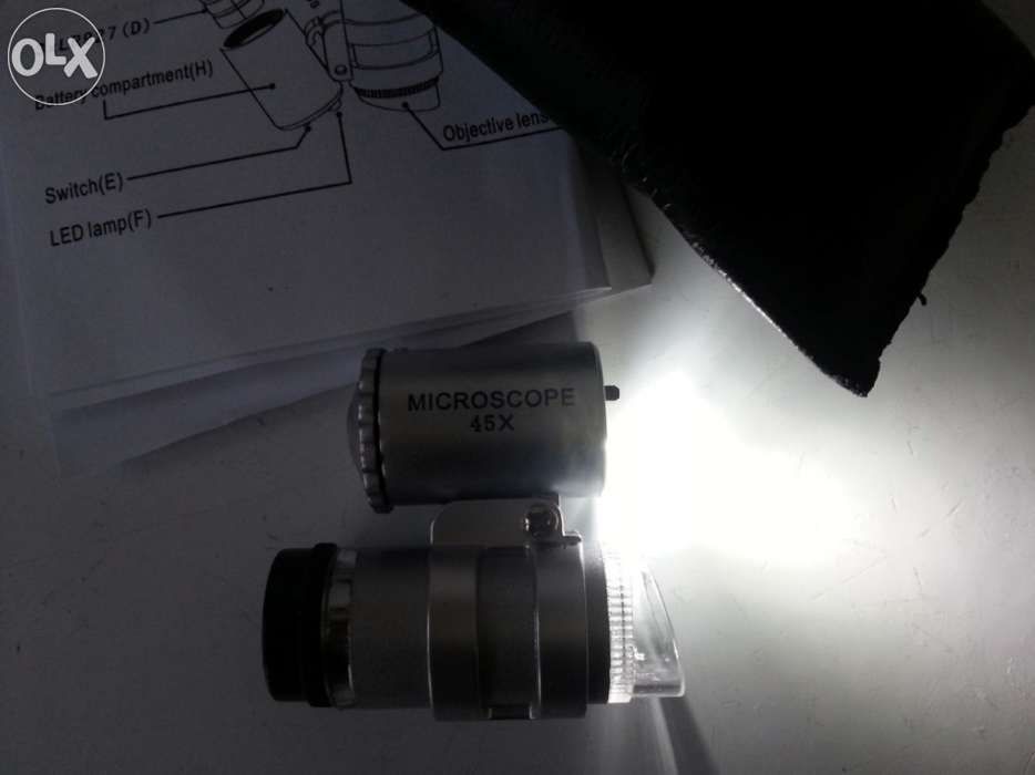Mini micro microscópio de bolso lupa led 45x