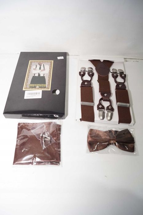 Aissy Szelki męskie regulowane na klipsy spinki mucha poszetka 4w1