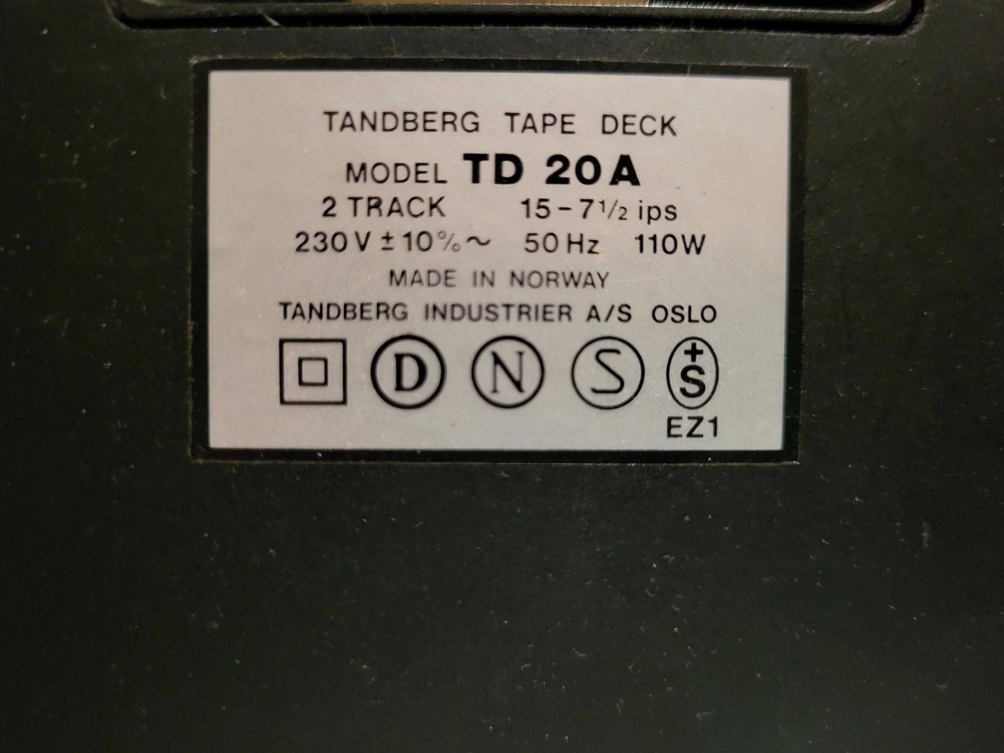 Tandberg TD 20A - Wersja studyjna Half Track/High Speed 15 ips.