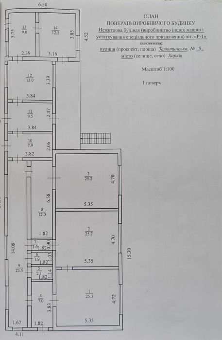 Продажа производственных помещений 800 м2 на Залютинской, 8