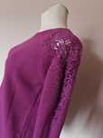 Sweter fuksja fioletowy burgundowy koronkowy kryształki L XL 40 42