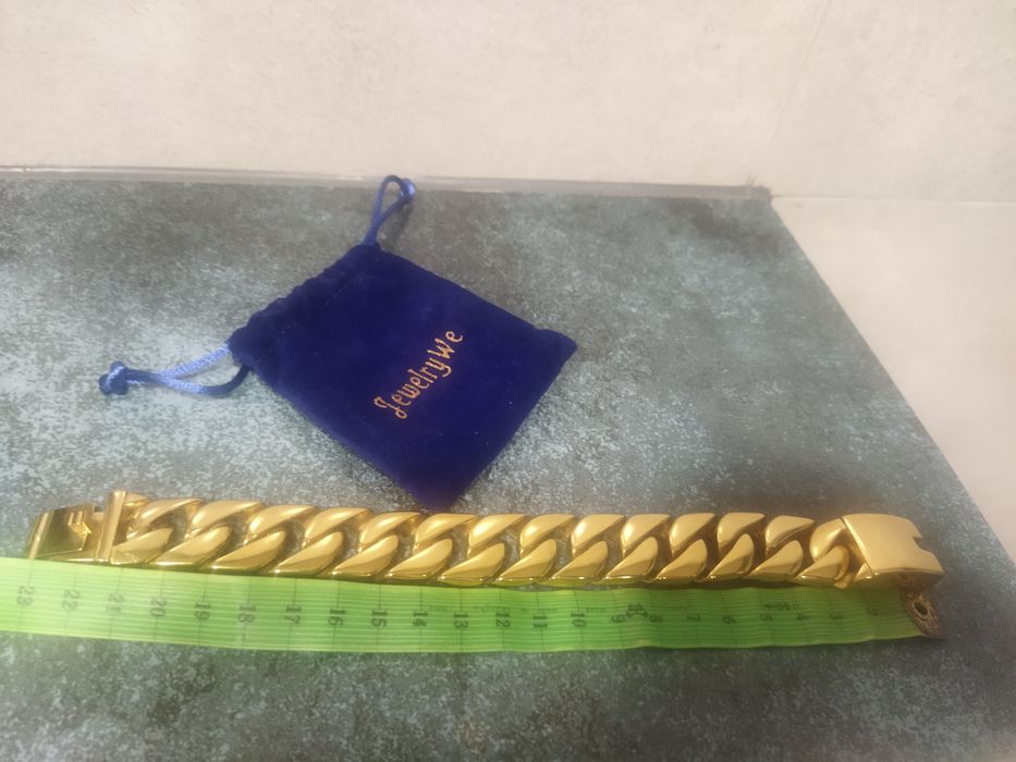 Bransoleta męska szeroka,gruba ciężka,stal chirurgiczna 316l kolor zło