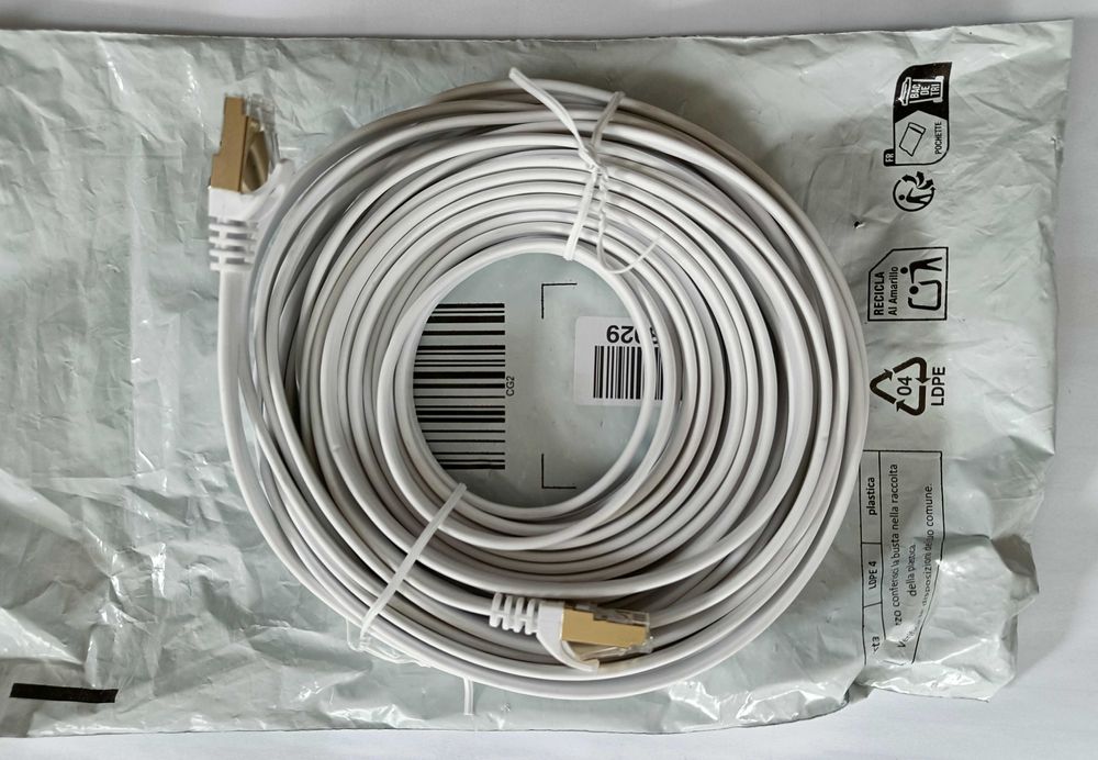Kabel Ethernet 12m, szybki- Cat 8 , płaski , RJ45