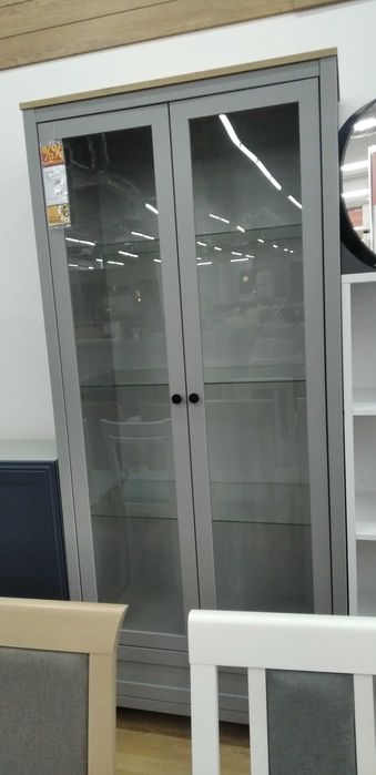 Witryna szklana szara Salwa Black Red White