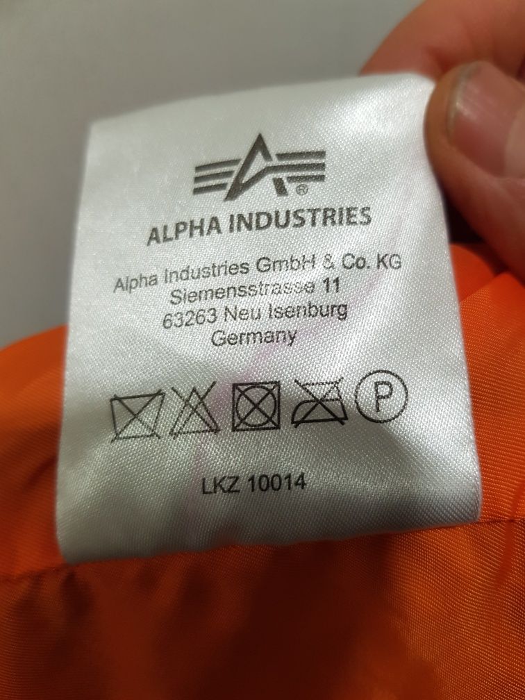Бомбер Alpha Industries cинего цвета, размер S - наш 44-46