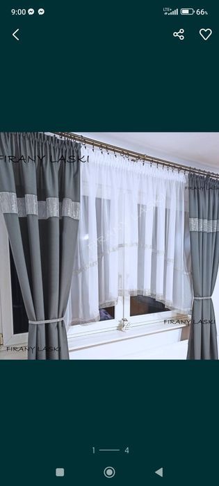 Zasłony 145x250 taśma firany gotowe cyrkonie