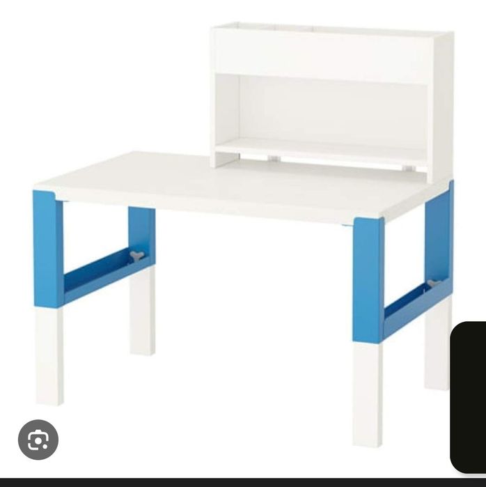 Biurko dla dziecka Ikea pahl białe niebieskie z nadstawką