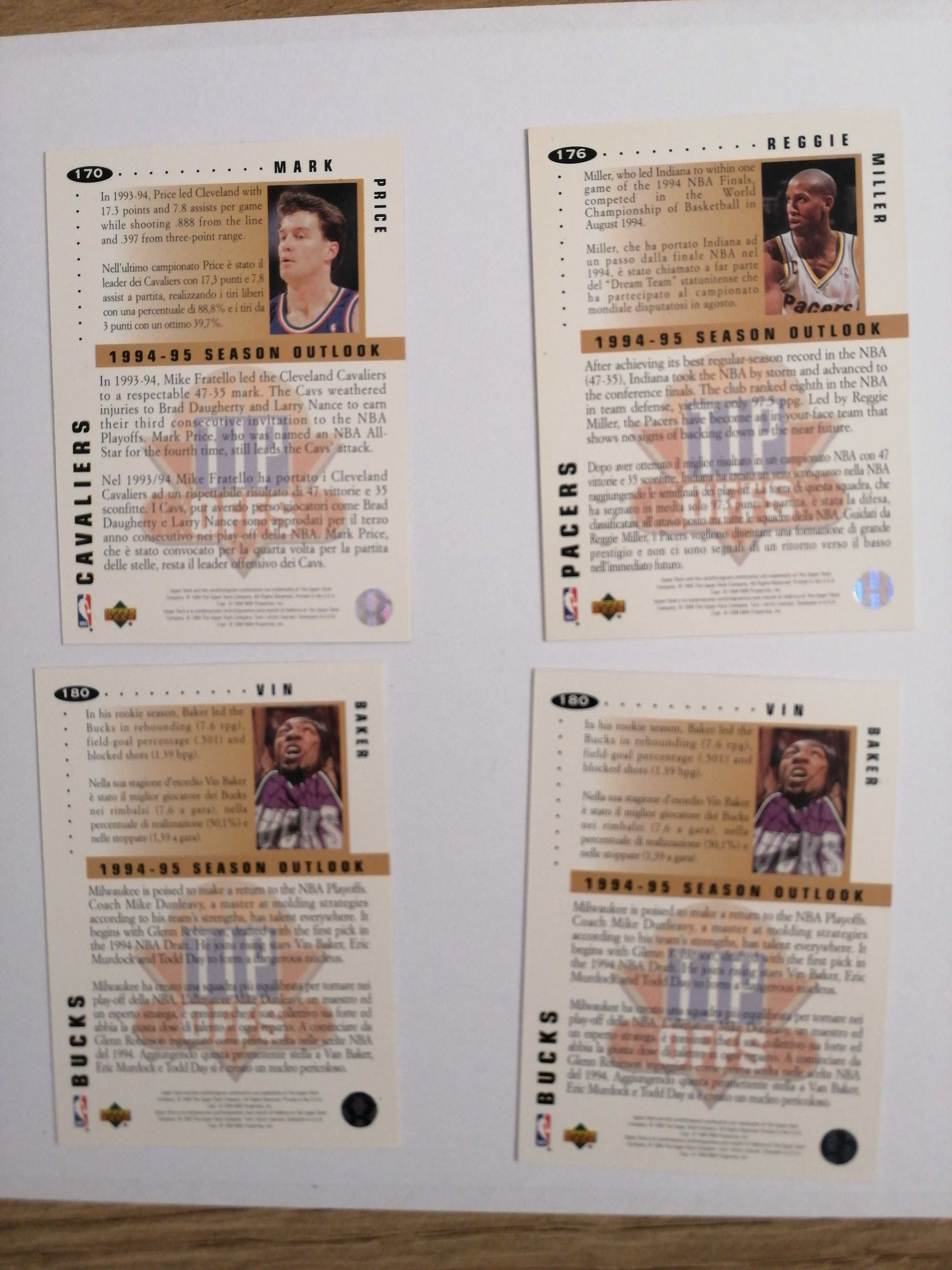 Kolekcjonerskie karty NBA z 1994r że złotymi autografami