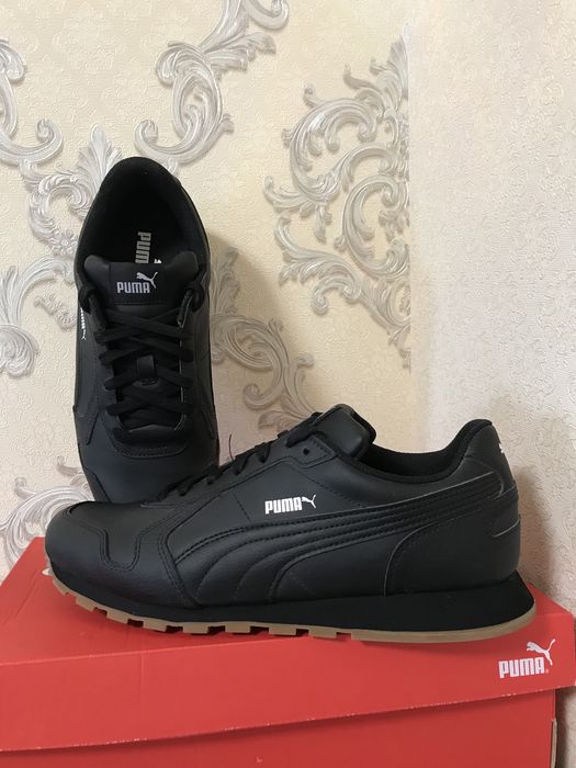 Кожаные мужские кроссовки Puma черные