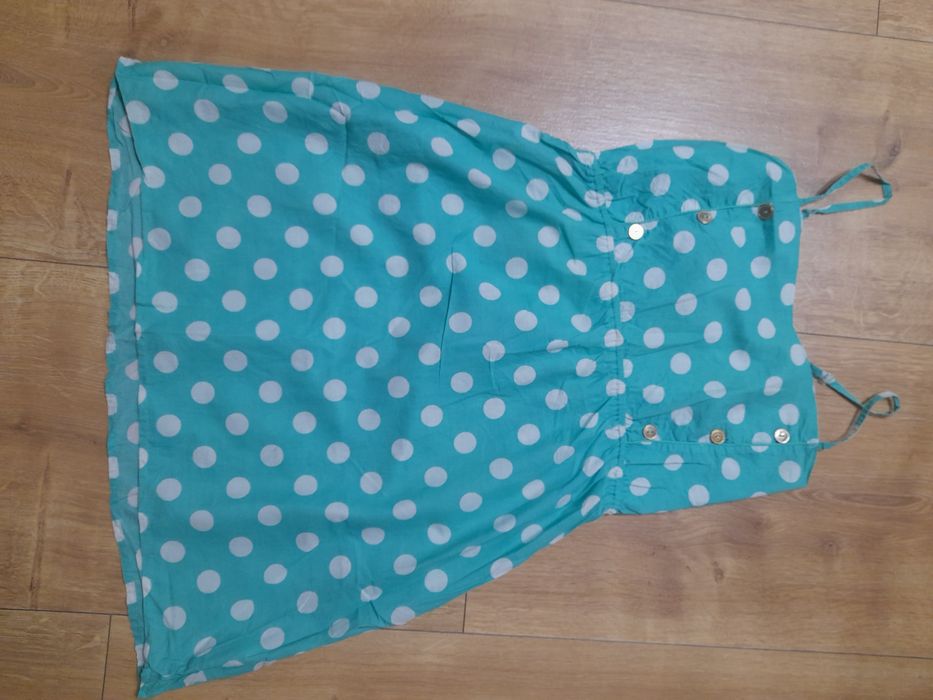 Tunika miętowa w grochy na ramiączkach rozm.L