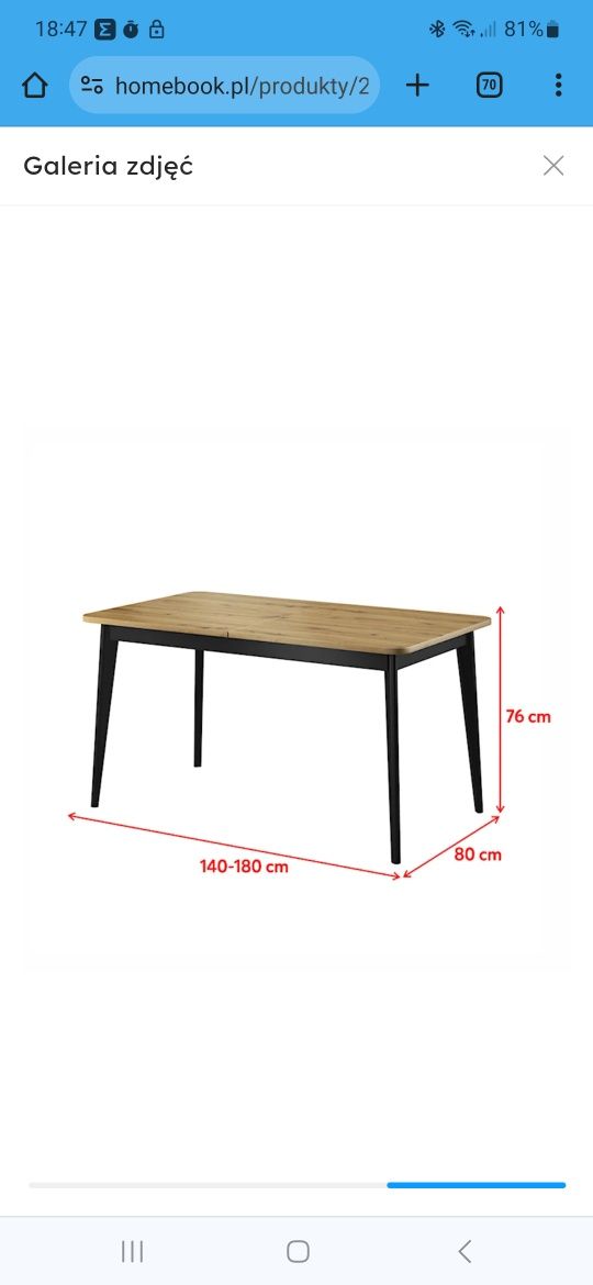 Stół rozkładany dąb artisan 140x80 jak nowy
