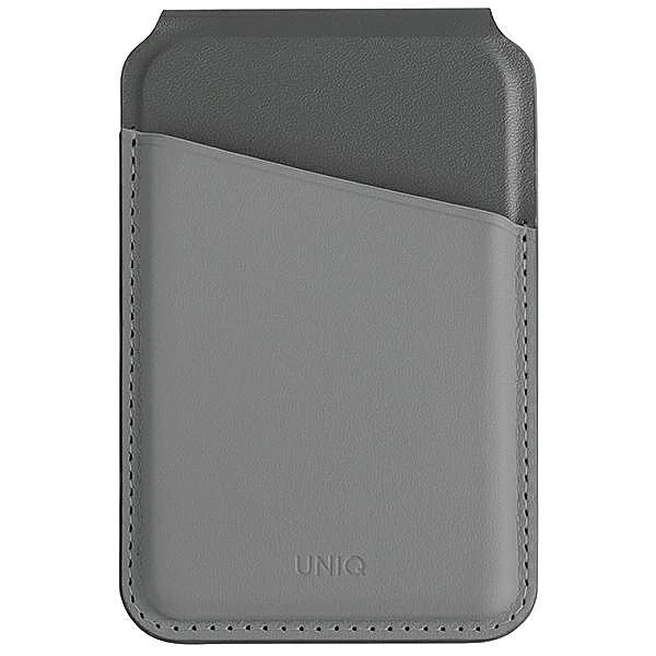 Portfel UNIQ Lyden DS magnetyczny RFID ze stojakiem na telefon - szaro