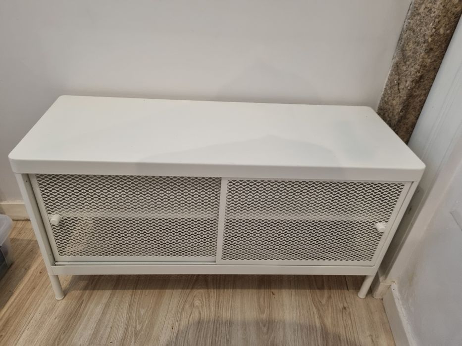 Banco c/arrumação c/portas desliz, branco