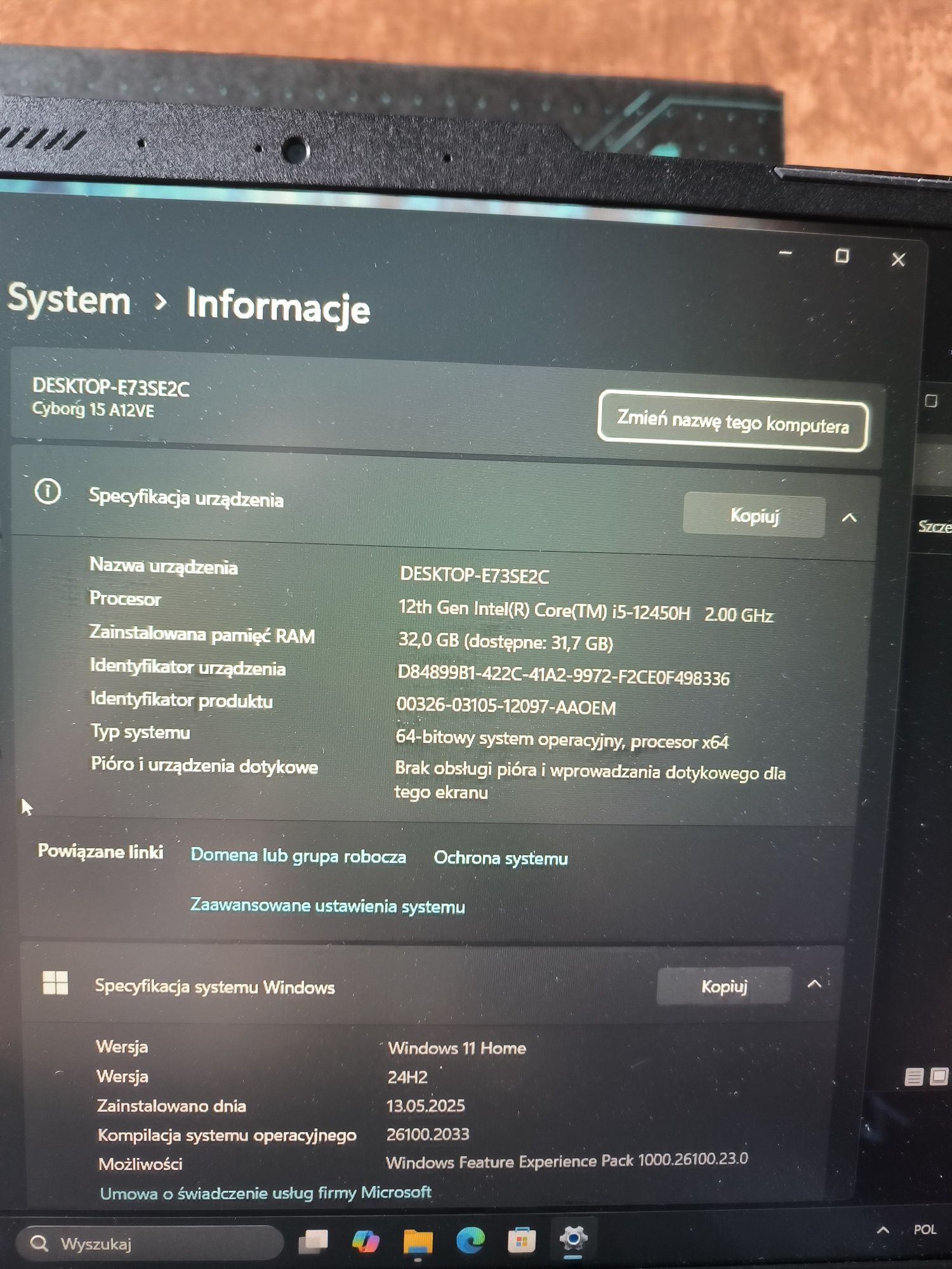 Laptop MSI RTX 4050 32GB ram DDR5