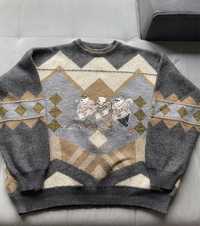 Sweter z misiami Vintage alpaka