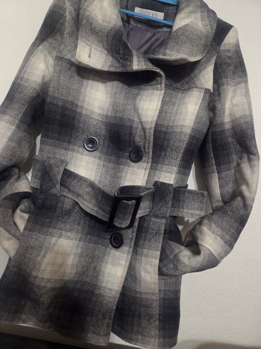 Płaszcz w krate wełna xs