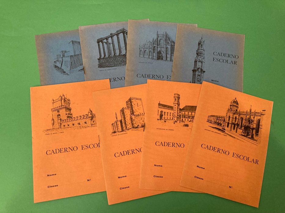 Colecção de 8 Cadernos Escolares Monumentos Anos 60 Ambar