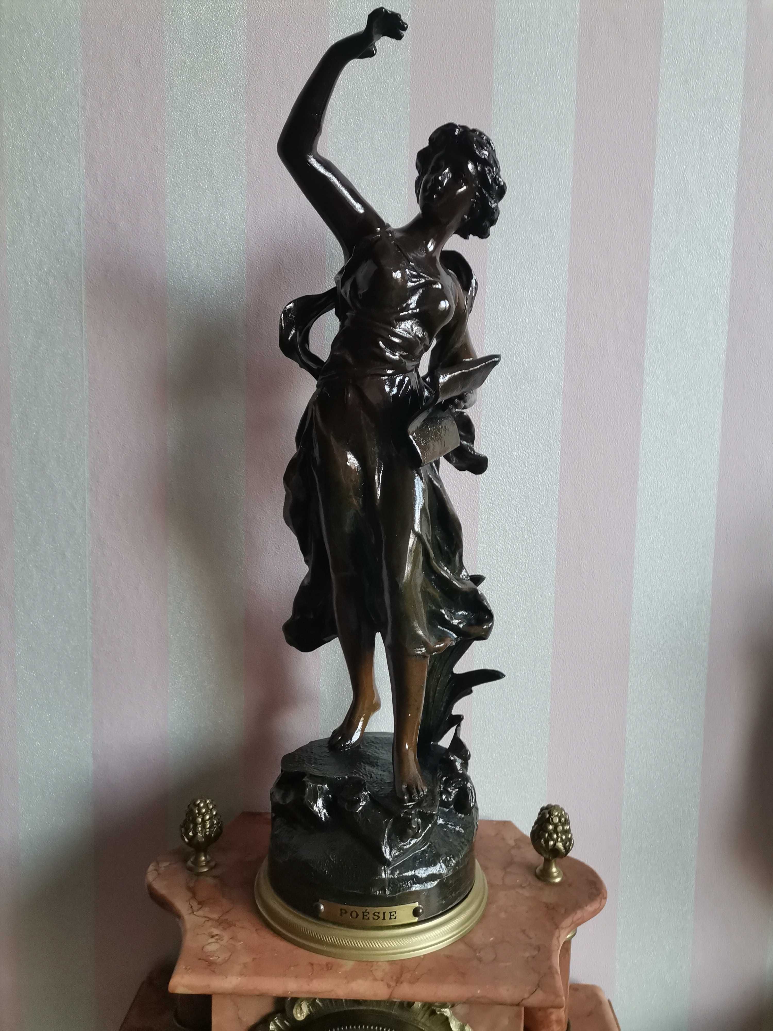Zegar kominkowy "Poésie" - Jean Charles Ruchot - XIX/XX w. Art Nouveau