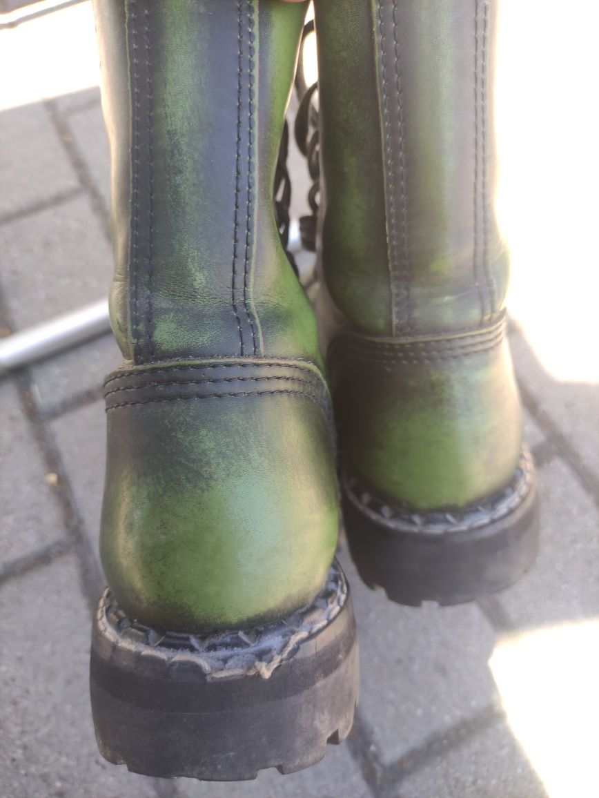 Steel glany sznurowane na 10 dziurek,zielone 37