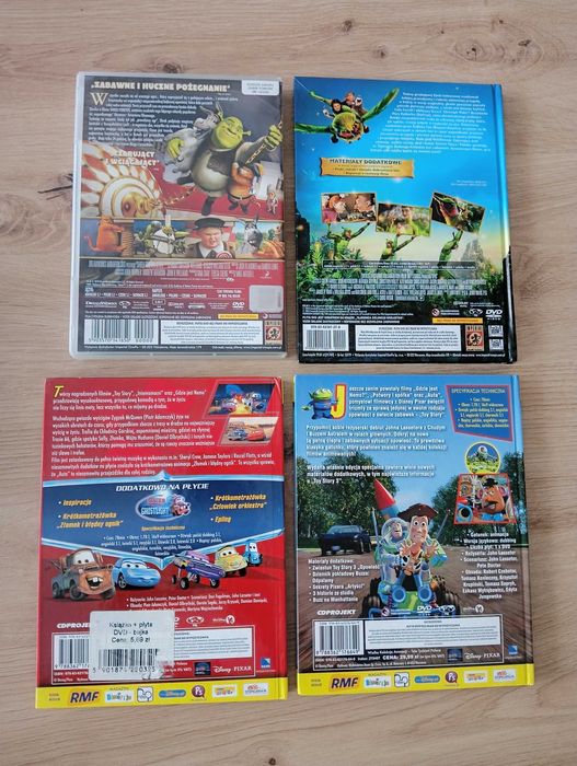 Zestaw 4 bajek DVD Shrek, Auta, Toy story,Tajemnica zielonego królestw