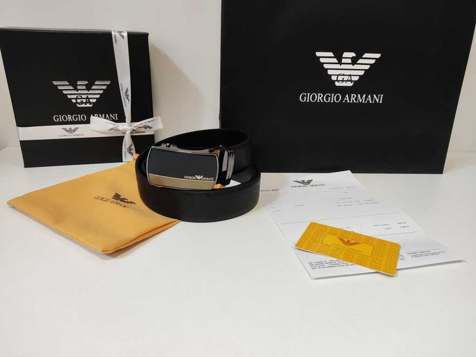 Emporio Armani Męski pasek firmowy, skóra naturalna 411