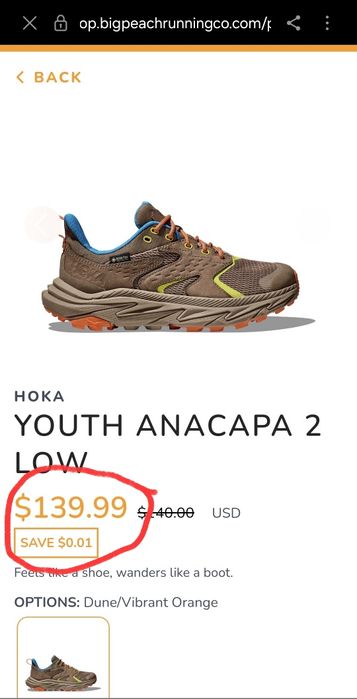 Кросівки Hoka One Anacapa 2 Low Gore-Tex(Оригінал)36-22см