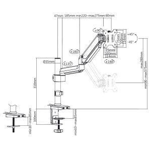 MACLEAN BRACKET uchwyt do monitora podwójne ramię + USB 3.0