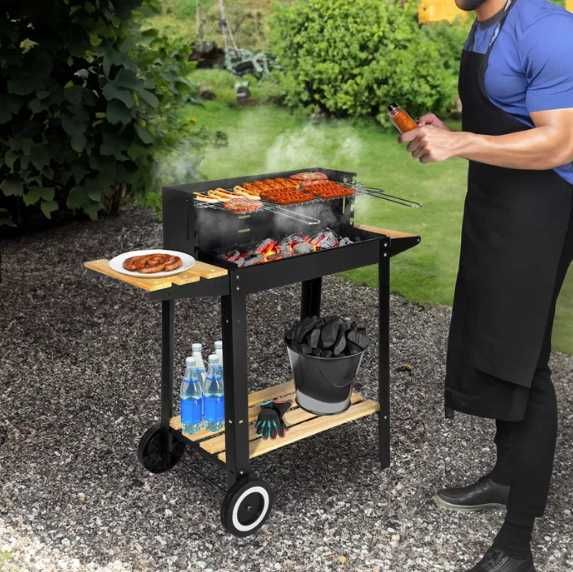 GRILL WĘGLOWY OGRODOWY na kółkach Rożen gril do ogrodu NOWY BBQ