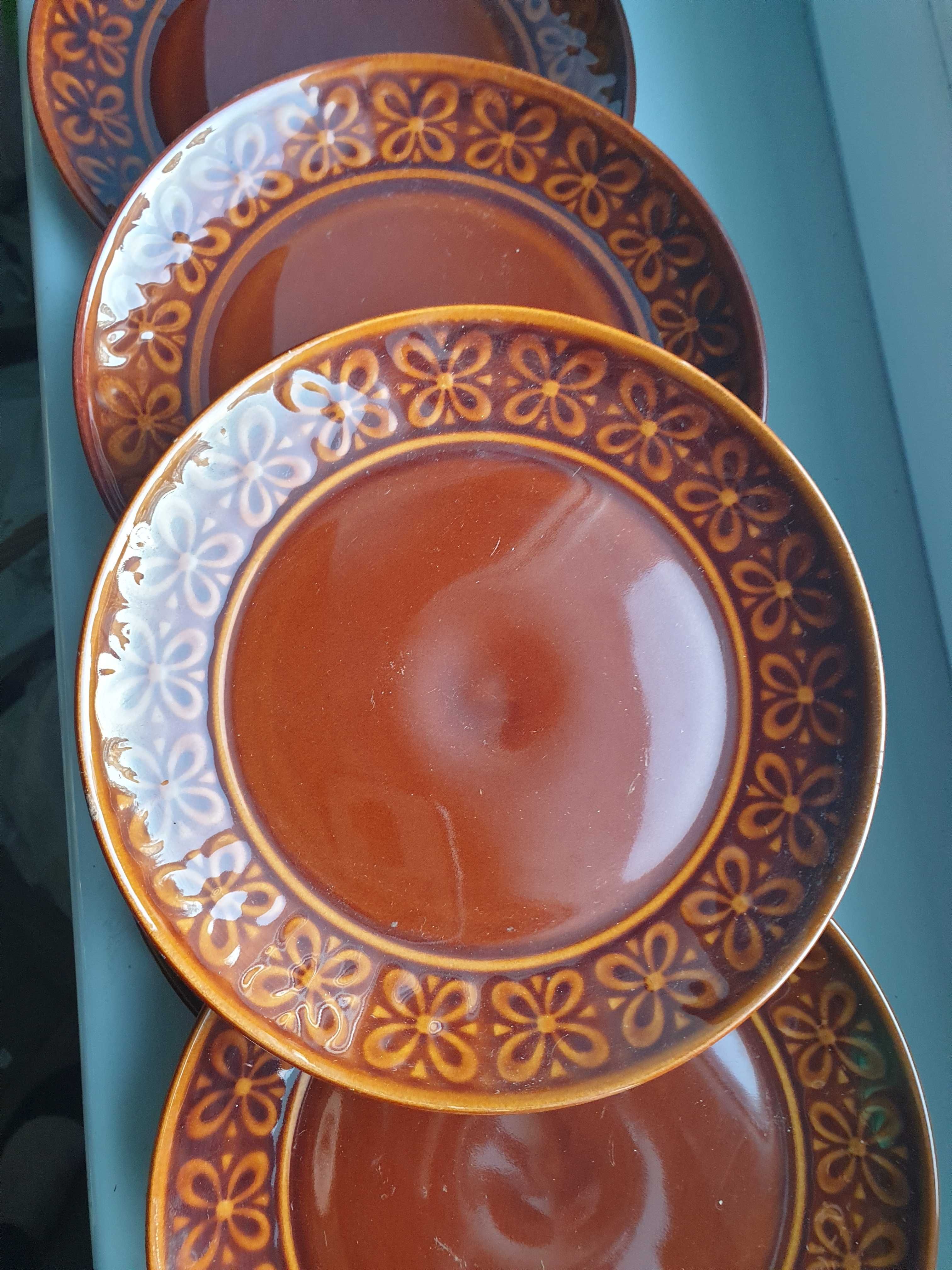 talerze obiadowe 19,5 cm ceramiczne Kokardki Pruszków 6 sztuk lata 70.