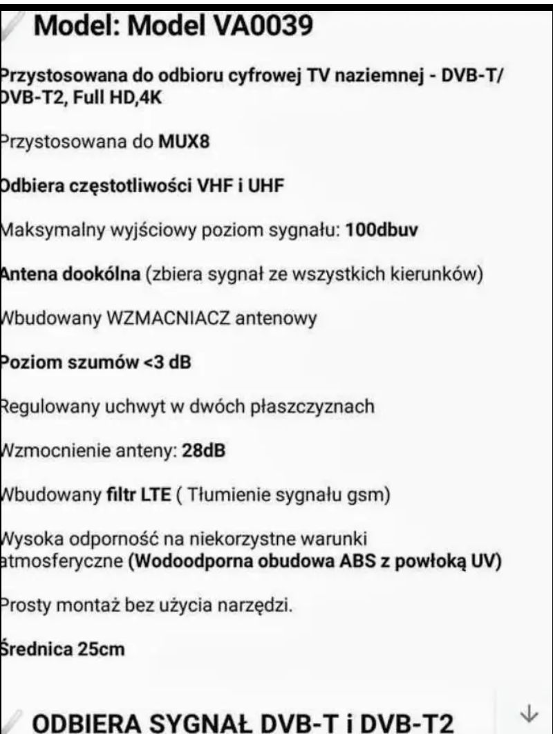 Sprzedam nowa wielokierunkowa antene DVBT-T2 4K H.265