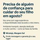 Precisa de alguém de confiança para cuidar do seu filho em agosto?