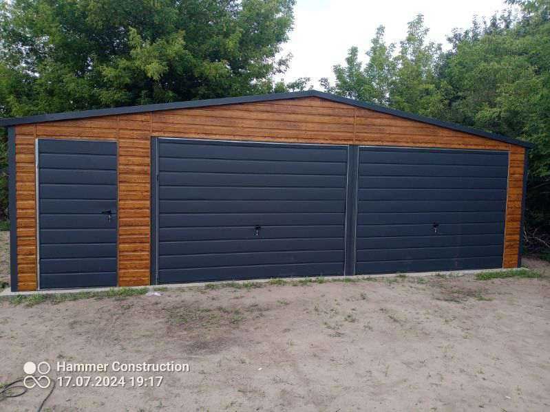 Garaż blaszany 8x6 WZMOCNIONY PROFILAMI W OCYNKU. Producent.