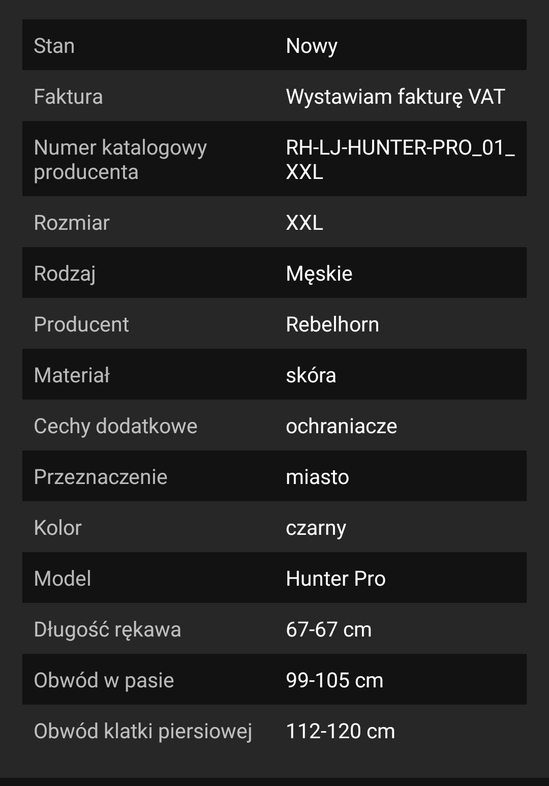 Kurtka motocyklowa Reberhorn Hunter Pro rozmiar XXL nowa