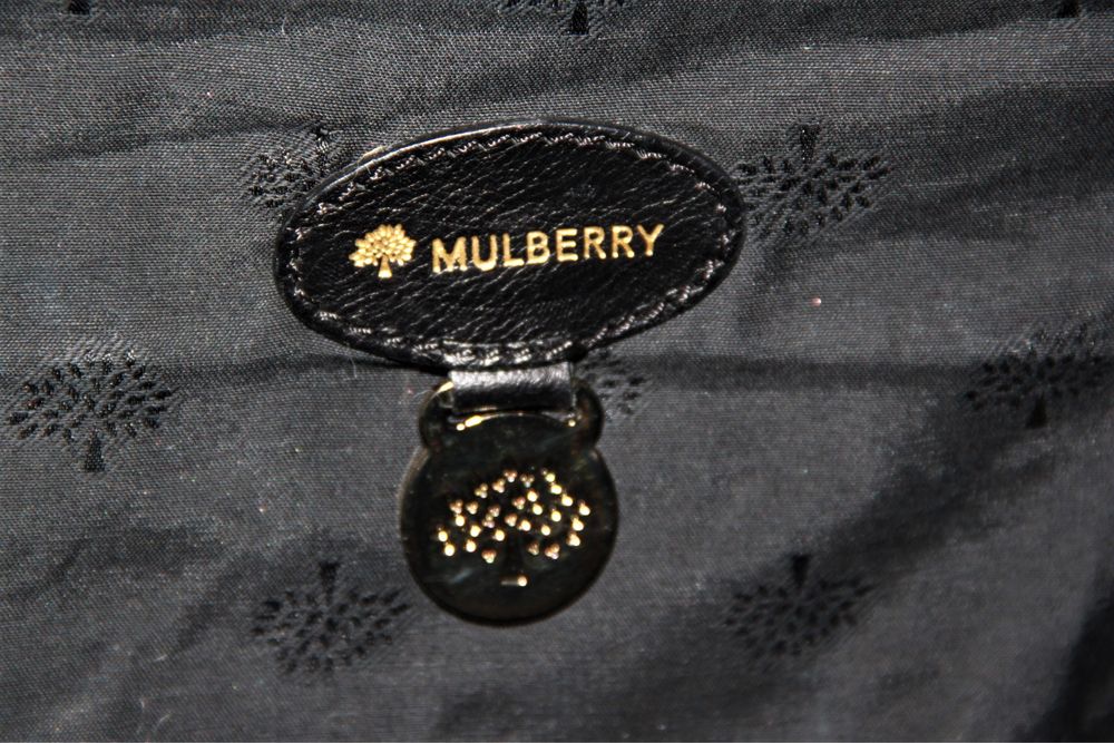 Mulberry Taylor Satchel Black Smooth Leather torebka damska skórzana