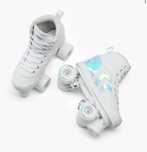 Patins de 4 Rodas QUAD 100 Criança Branco Holográfico